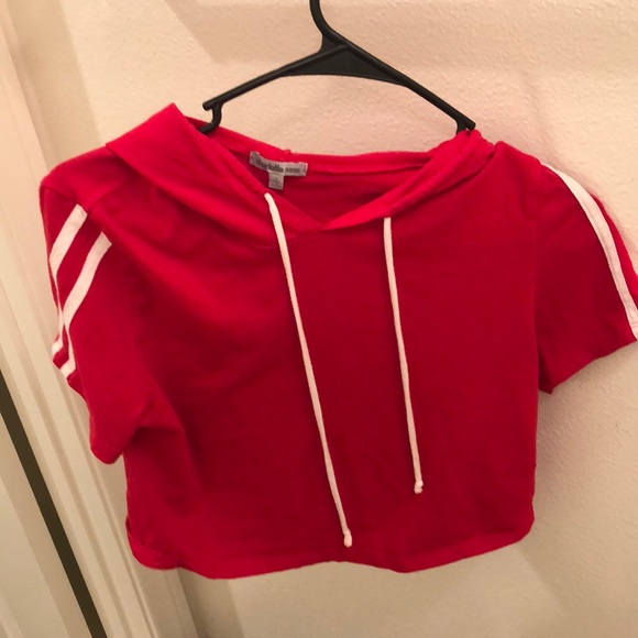 Red Crop Top Hoodie - Picture 1 of 3